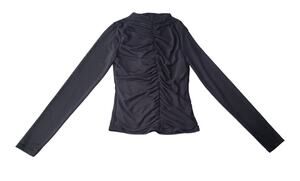 Saints 21 Black Scrunched Front Center Long Sleeved Blouse Shirt
